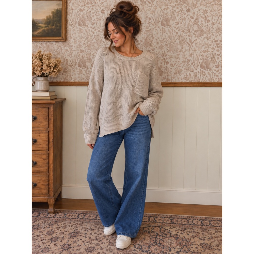 Madewell Beige Oversized Knit Sweater – Size M